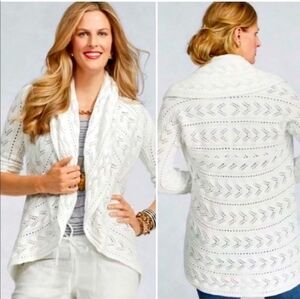CAbi White Open-Front Cardigan